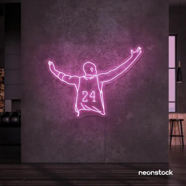 Kobe Bryant 24 neon sign in baby pink for sports room or man cave