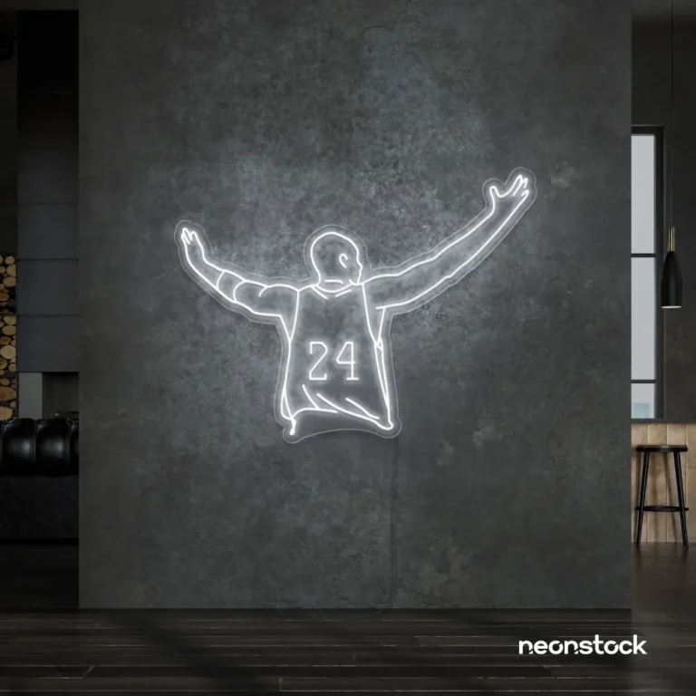 Kobe Bryant 24 neon sign in white for sports room or man cave