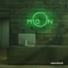 Moon neon sign in green for aesthetic room decor