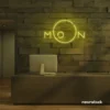 Moon neon sign in lemon yellow for aesthetic room decor