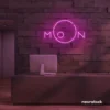 Moon neon sign in pink for aesthetic room decor