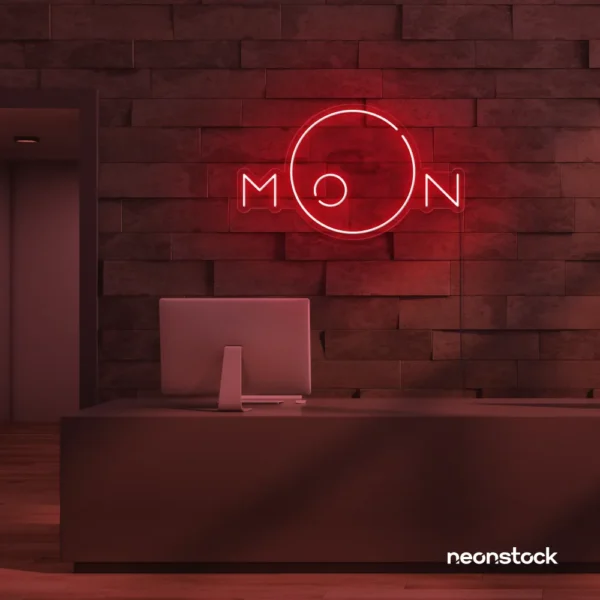 Moon neon sign in red for aesthetic room decor