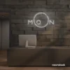 Moon neon sign in white for aesthetic room decor