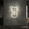 Pitbull dog neon sign in neutral white for pet decor, dog lovers, and modern interiors.