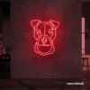 Pitbull dog neon sign in red for pet decor, dog lovers, and modern interiors.