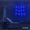 Puff Puff Pass neon sign in dark blue for man caves, smoking lounges, and garage walls.