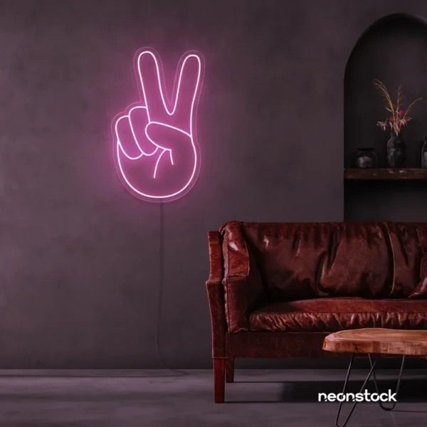 Peace neon sign in baby pink for wall decor