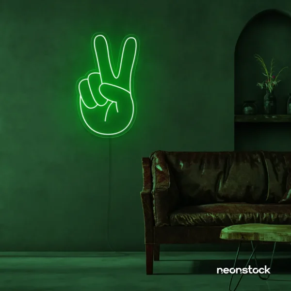 Peace neon sign in deep green for wall decor