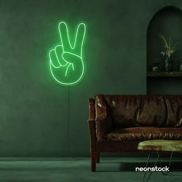Peace neon sign in green for wall decor