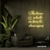 This Home Is Built on Love and Shenanigans neon sign in warm white for family walls, living rooms, and cozy decor.