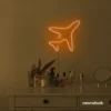 Aeroplane neon sign in orange for kids' rooms, nursery travel themes, and pilot-inspired decor.