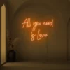 All You Need Is Love neon sign for weddings and Valentine's Day decor