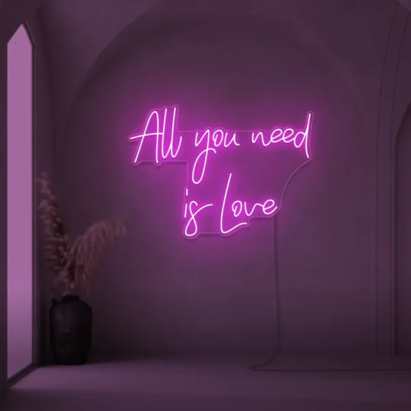 All You Need Is Love neon sign for weddings and Valentine's Day decor