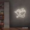 Devil and angel heart neon sign in neutral white for romantic and edgy room decor.