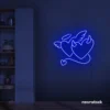 Devil and angel heart neon sign in dark blue for romantic and edgy room decor.
