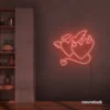 Devil and angel heart neon sign in peachy pink for romantic and edgy room decor.