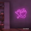 Devil and angel heart neon sign in pink for romantic and edgy room decor.