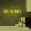 Be Kind neon sign in lemon yellow for wellness spaces, classrooms, offices, and mindful decor.