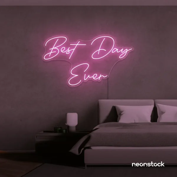 Best Day Ever neon sign in baby pink for wedding and birthday party decor