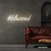 Blessed neon sign in neutral white for spiritual decor, homes, and motivational spaces.