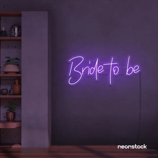 Bride To Be neon sign in purple for wedding decor, bachelorette party, bridal shower