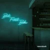 But First Boba neon sign in mint green for bubble tea shops, cafés, and playful food decor.