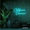 California Dreamin' neon sign in mint green for beachy decor, cozy interiors, and travel-inspired rooms.
