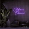 California Dreamin' neon sign in purple for beachy decor, cozy interiors, and travel-inspired rooms.
