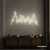 Skyline neon sign in neutral white color