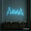 Skyline neon sign in ice blue color