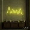 Skyline neon sign in lemon yellow color