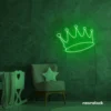 Crown neon sign in deep green for kids' rooms, princess themes, and royal wall decor.