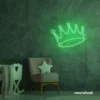 Crown neon sign in green for kids' rooms, princess themes, and royal wall decor.