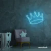 Crown neon sign in ice blue for kids' rooms, princess themes, and royal wall decor.