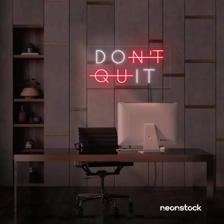 Don't Quit neon sign in 7 for home gyms, motivation walls, and fitness studios.