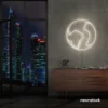 Earth neon sign in neutral white – glowing LED planet decor for nature lovers and science fans.