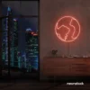 Earth neon sign in peachy pink – glowing LED planet decor for nature lovers and science fans.