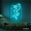 Dragon neon sign in mint green – bold LED mythical creature light for man caves and gaming rooms.