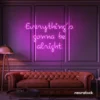Everything's Gonna Be Alright neon sign in pink for calming interiors, wellness decor, and positive spaces.
