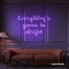 Everything's Gonna Be Alright neon sign in purple for calming interiors, wellness decor, and positive spaces.