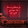 Everything's Gonna Be Alright neon sign in red for calming interiors, wellness decor, and positive spaces.
