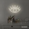 Eyes neon sign in neutral white for dorm rooms, glam decor, and modern wall art.