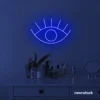 Eyes neon sign in dark blue for dorm rooms, glam decor, and modern wall art.