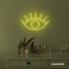 Eyes neon sign in lemon yellow for dorm rooms, glam decor, and modern wall art.