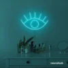 Eyes neon sign in mint green for dorm rooms, glam decor, and modern wall art.