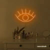 Eyes neon sign in orange for dorm rooms, glam decor, and modern wall art.