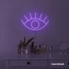 Eyes neon sign in purple for dorm rooms, glam decor, and modern wall art.