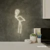 Flamingo neon sign in neutral white for kids room or tropical-themed decor