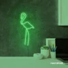 Flamingo neon sign in green for kids room or tropical-themed decor