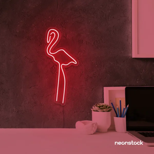 Flamingo neon sign in red for kids room or tropical-themed decor